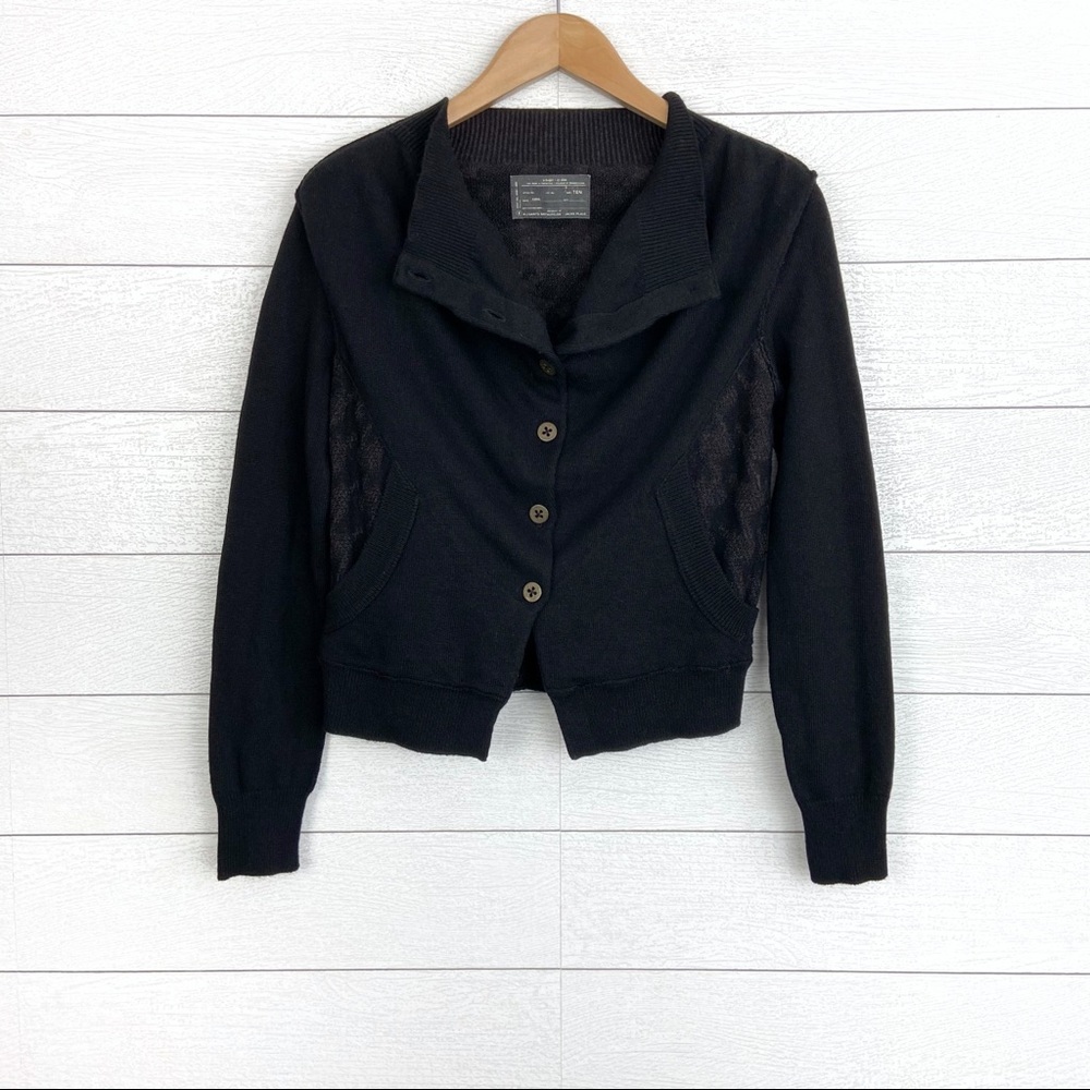 Allsaints Button Cardigan Black Houndstooth